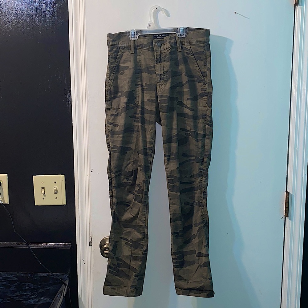 Lucky Brand “the cargo” camouflage pants.